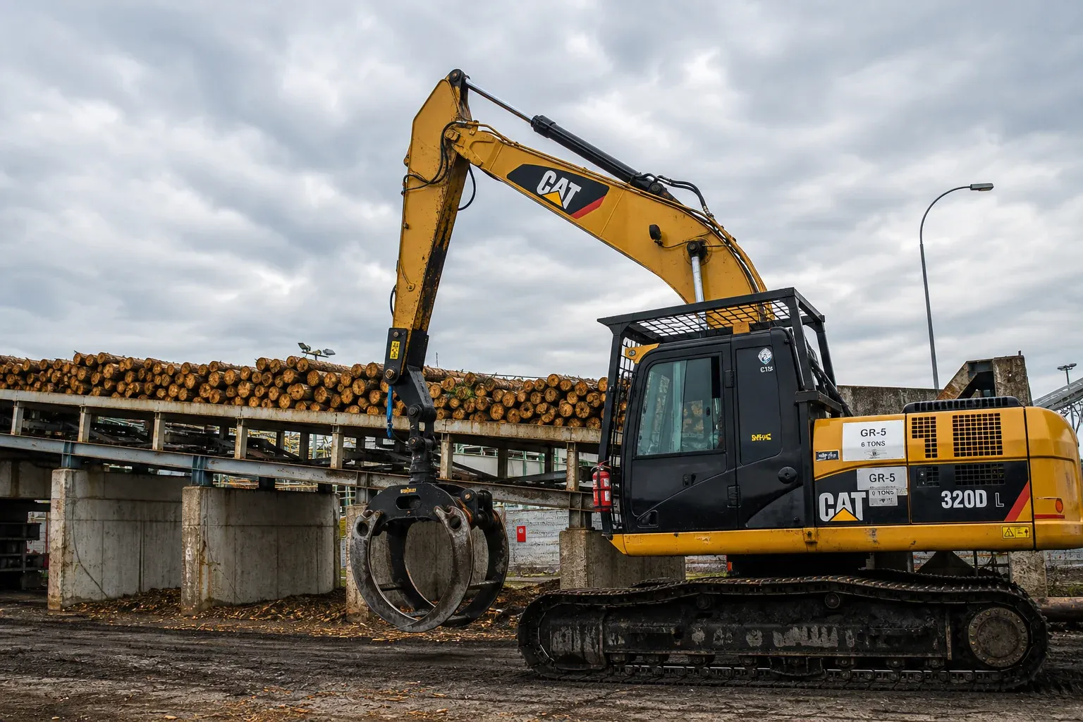 Excavadora con grapple